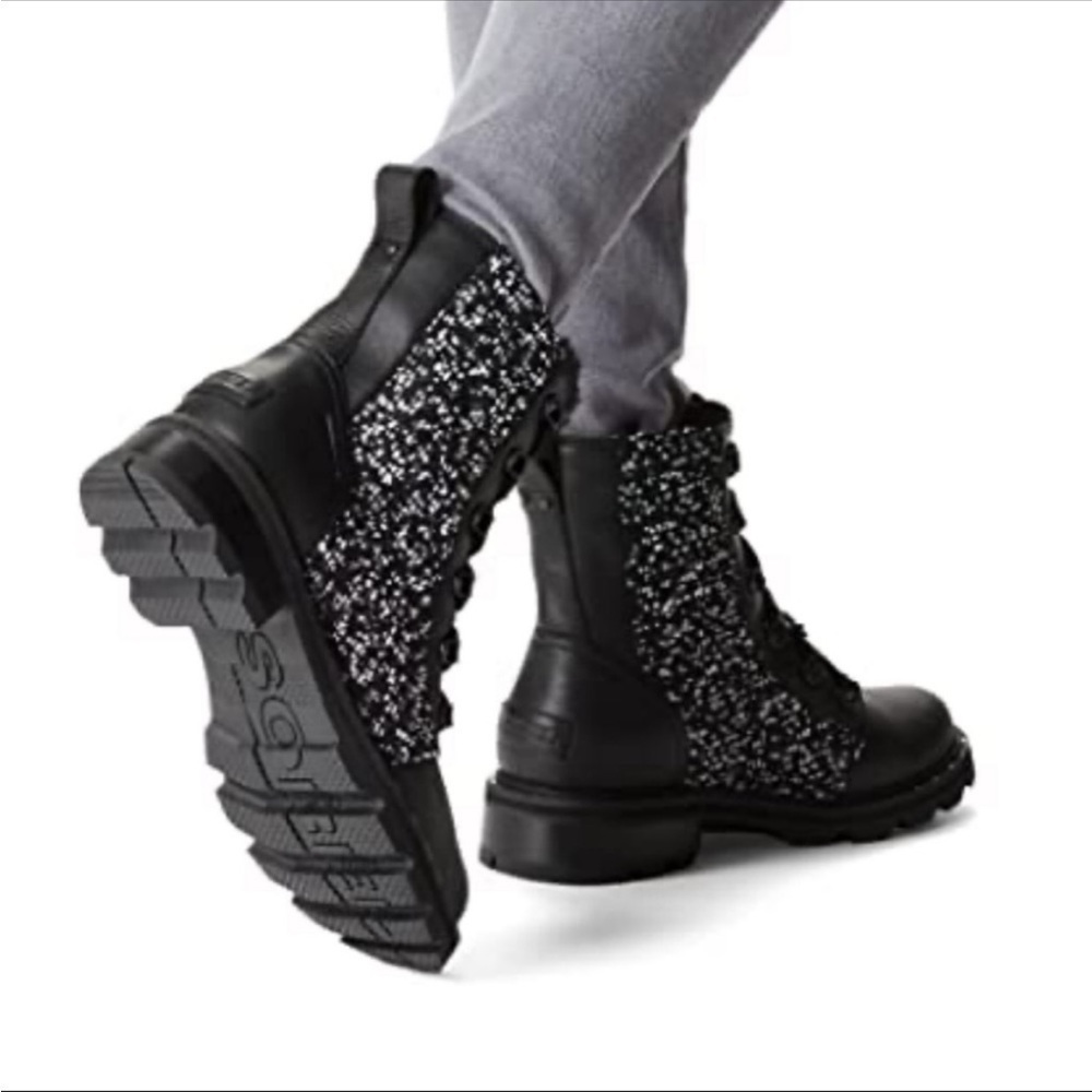 Sorel Lennox Genuine Shearling Trim Waterproof Booties Black 7 NWT